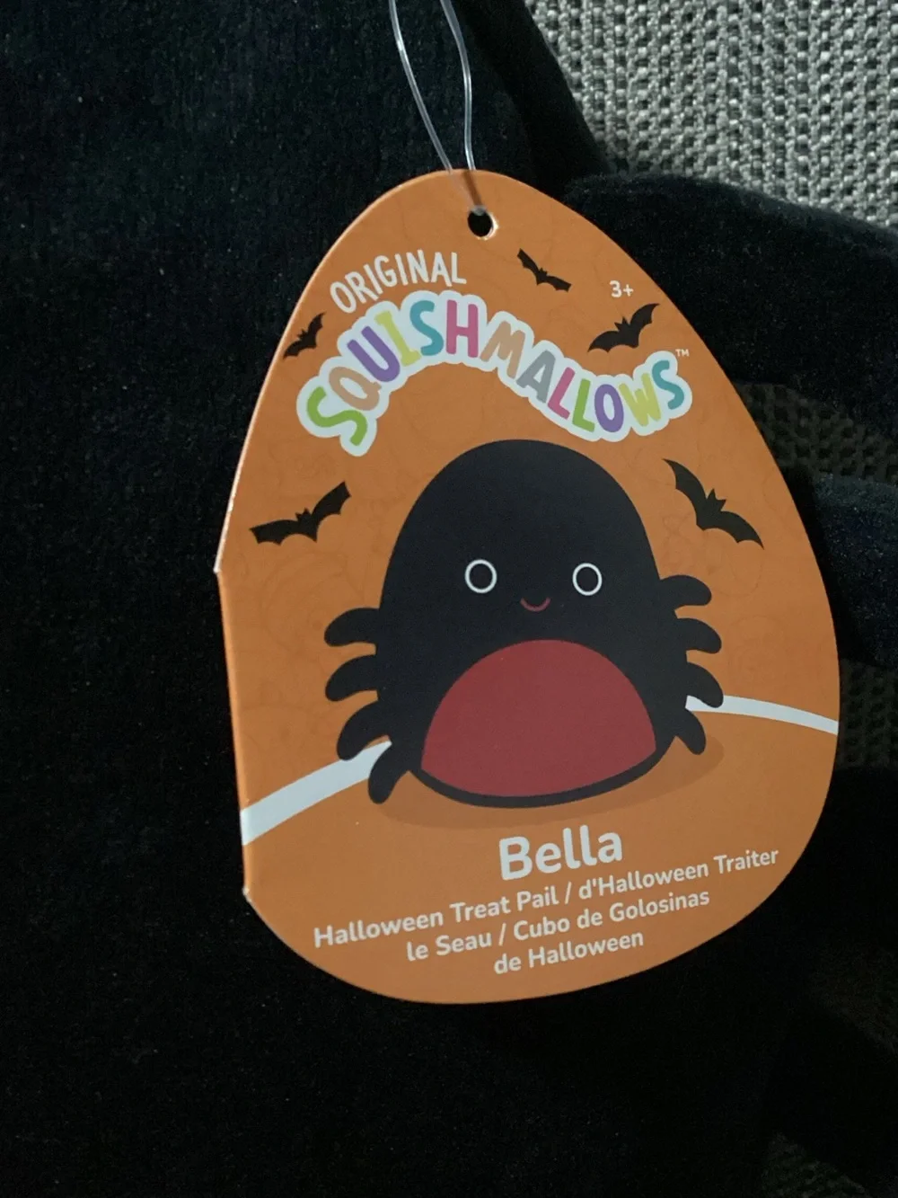 Squishmallows Bella The Spider Plush Halloween Trick or Treat Pail Bucket 10”